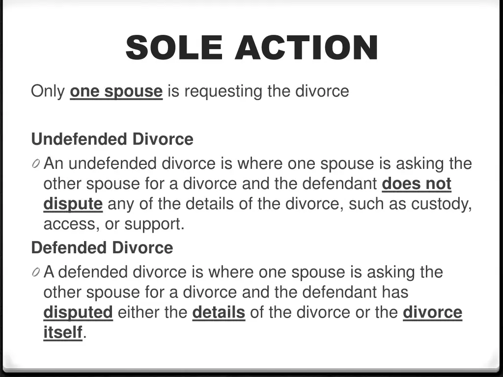 sole action