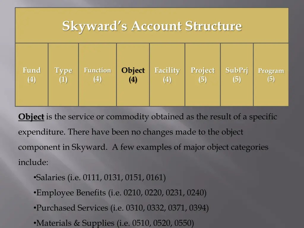 skyward s account structure 4