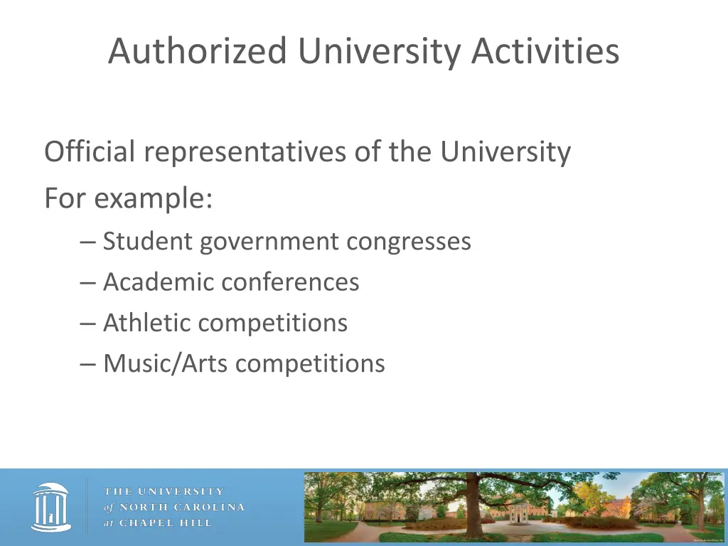 authorized university activities