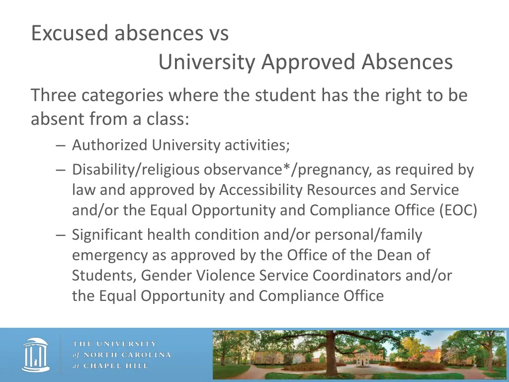 excused absences vs university approved absences