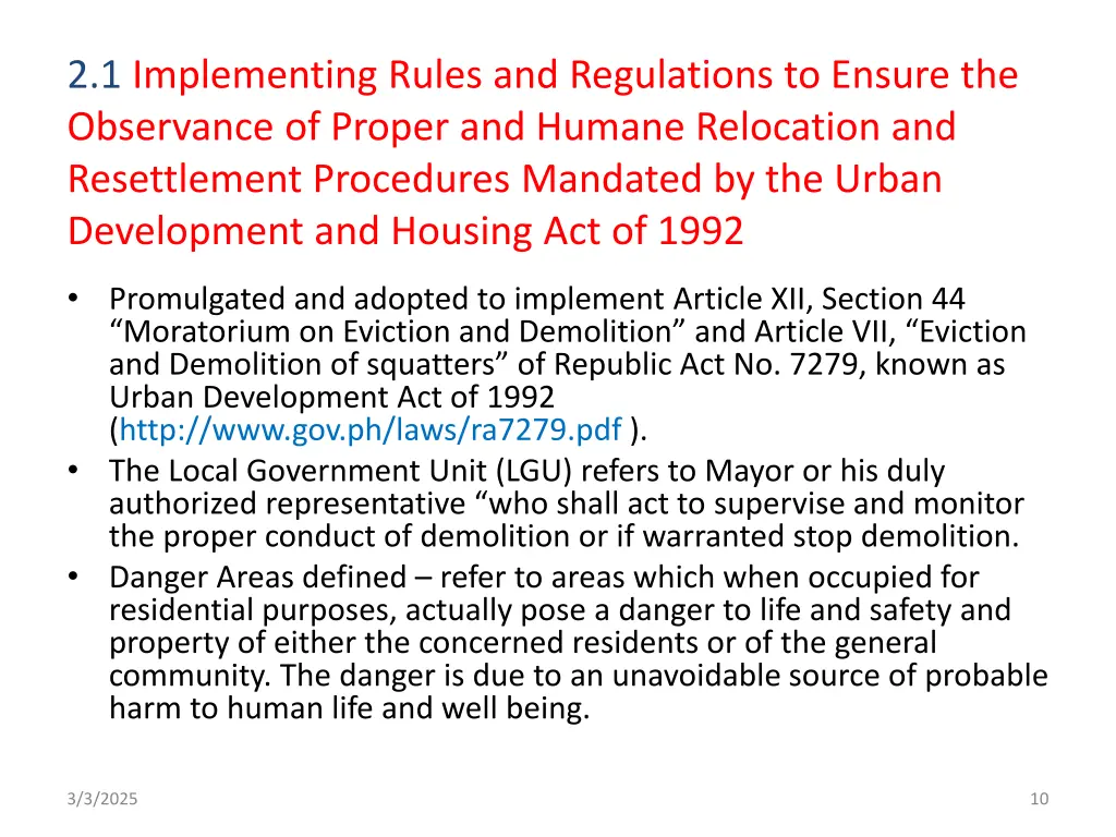 2 1 implementing rules and regulations to ensure