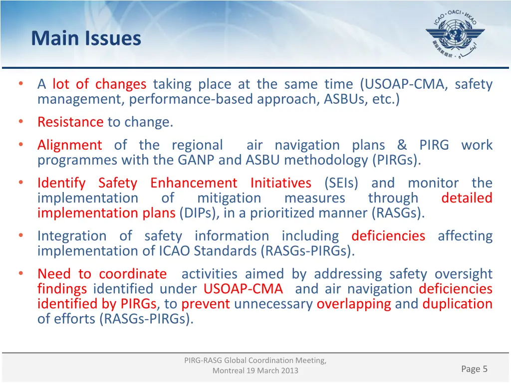 main issues