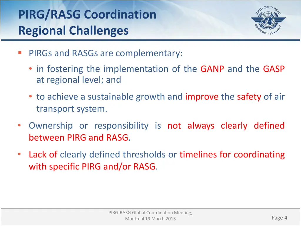 pirg rasg coordination regional challenges