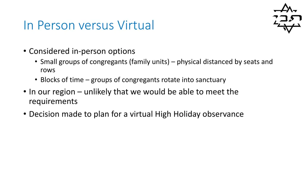 in person versus virtual
