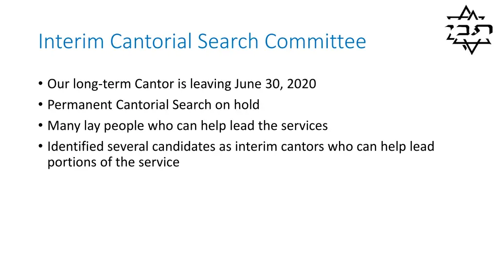 interim cantorial search committee