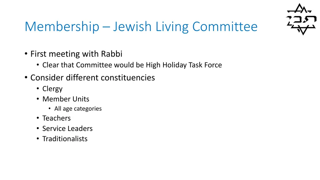membership jewish living committee