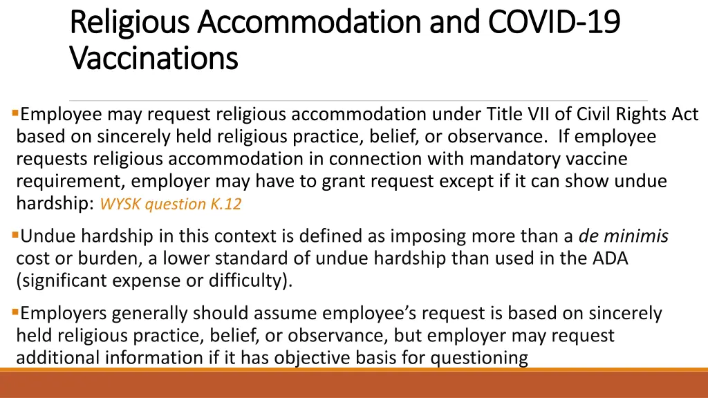religious accommodation and covid religious
