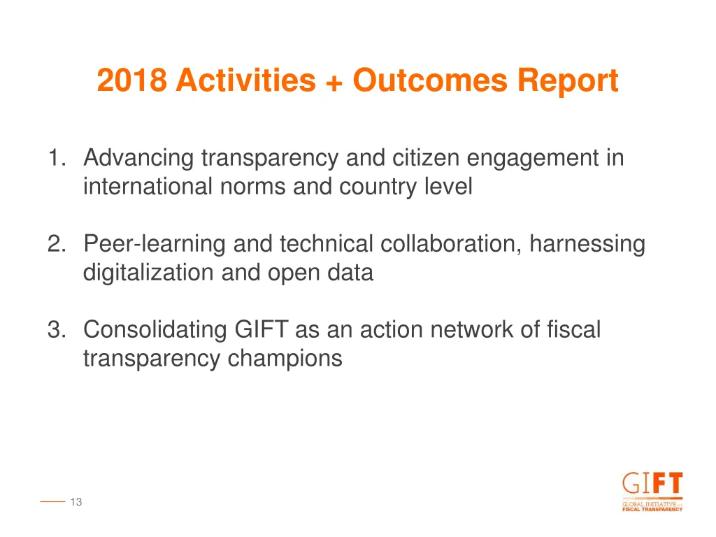 2018 activities outcomes report
