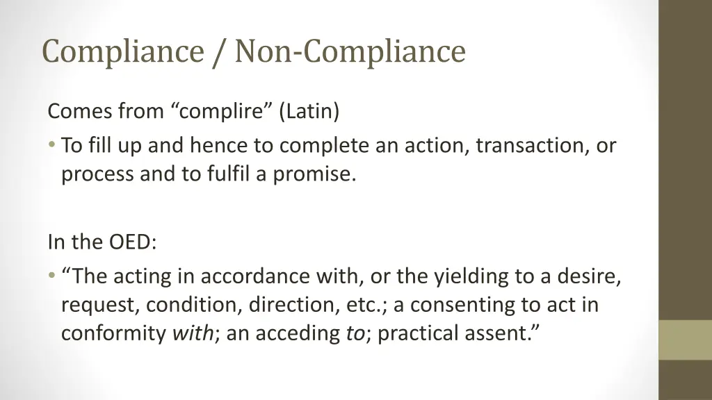 compliance non compliance