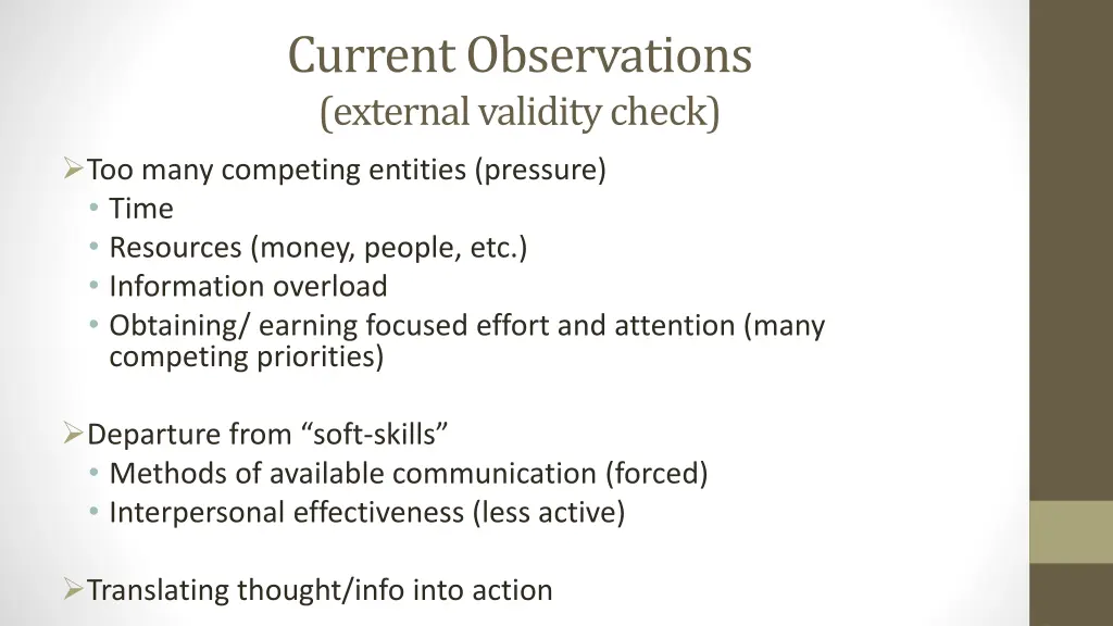 current observations external validity check