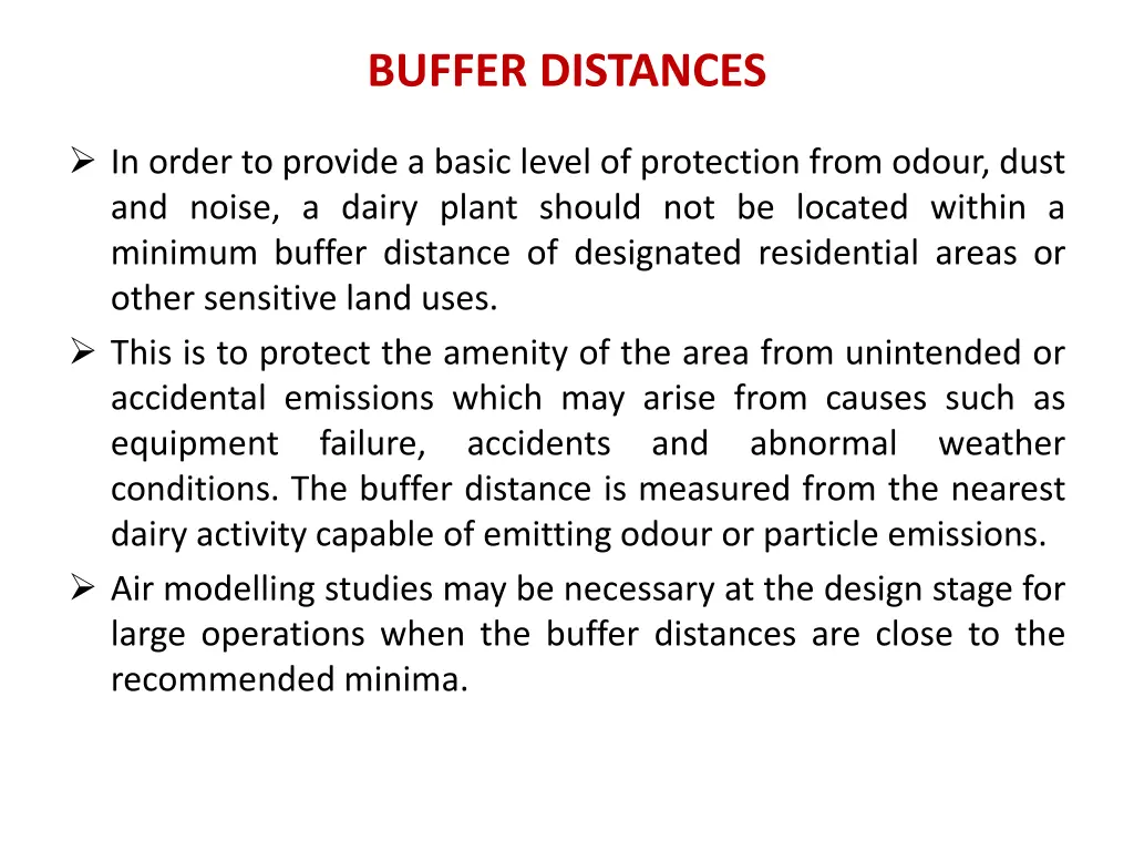 buffer distances