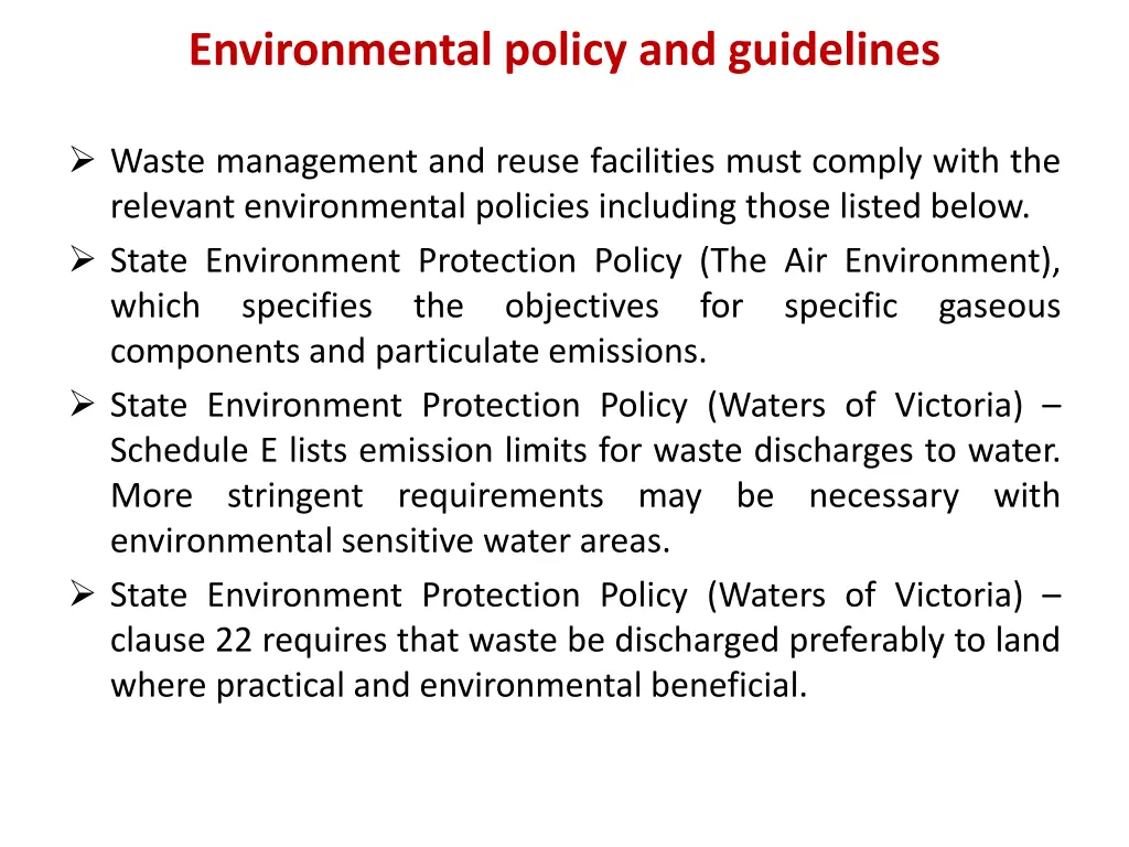 environmental policy and guidelines