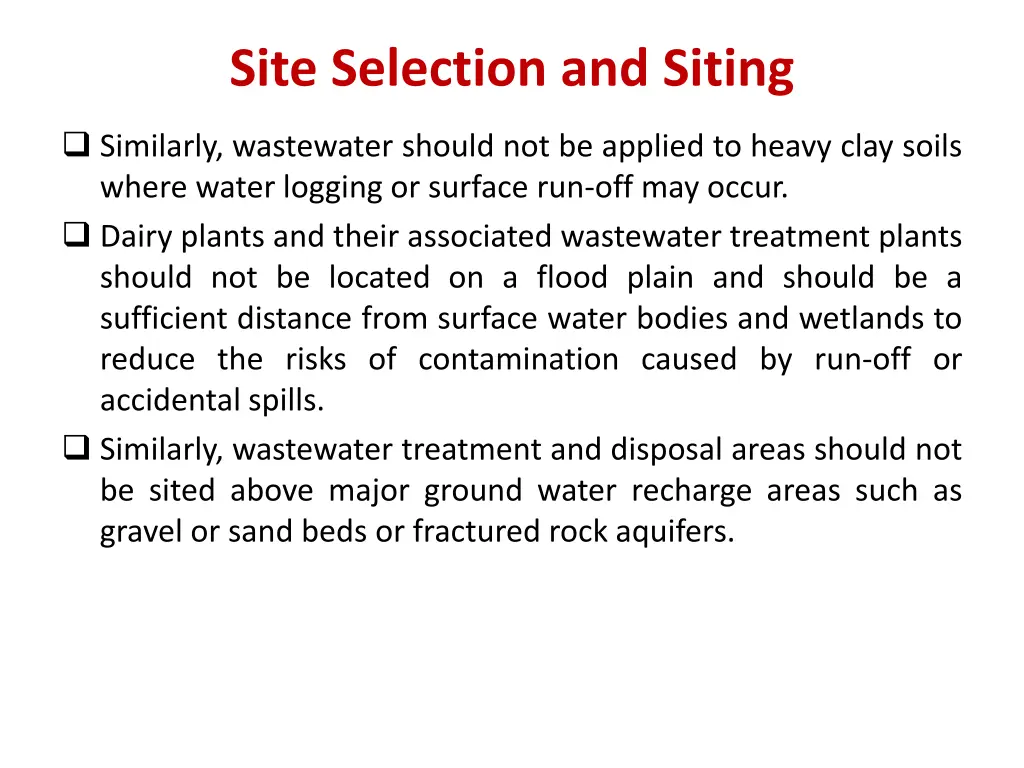 site selection and siting