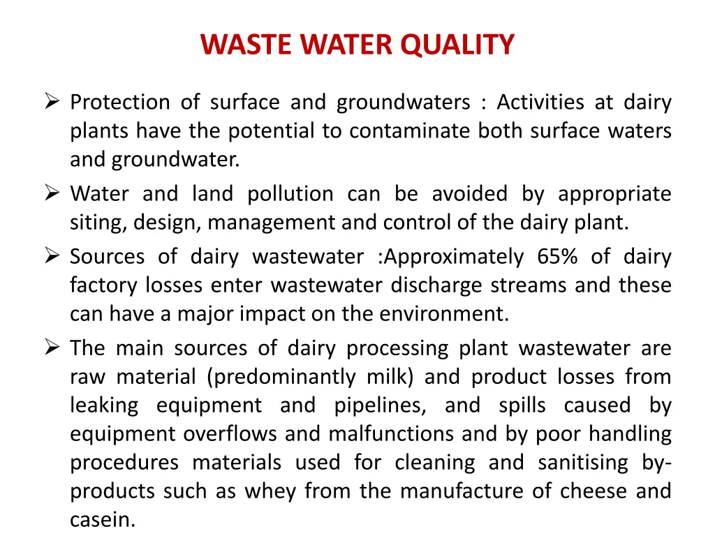 waste water quality