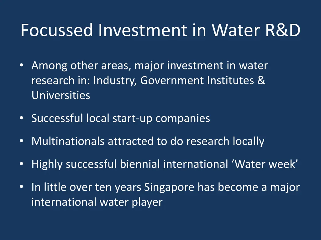 focussed investment in water r d