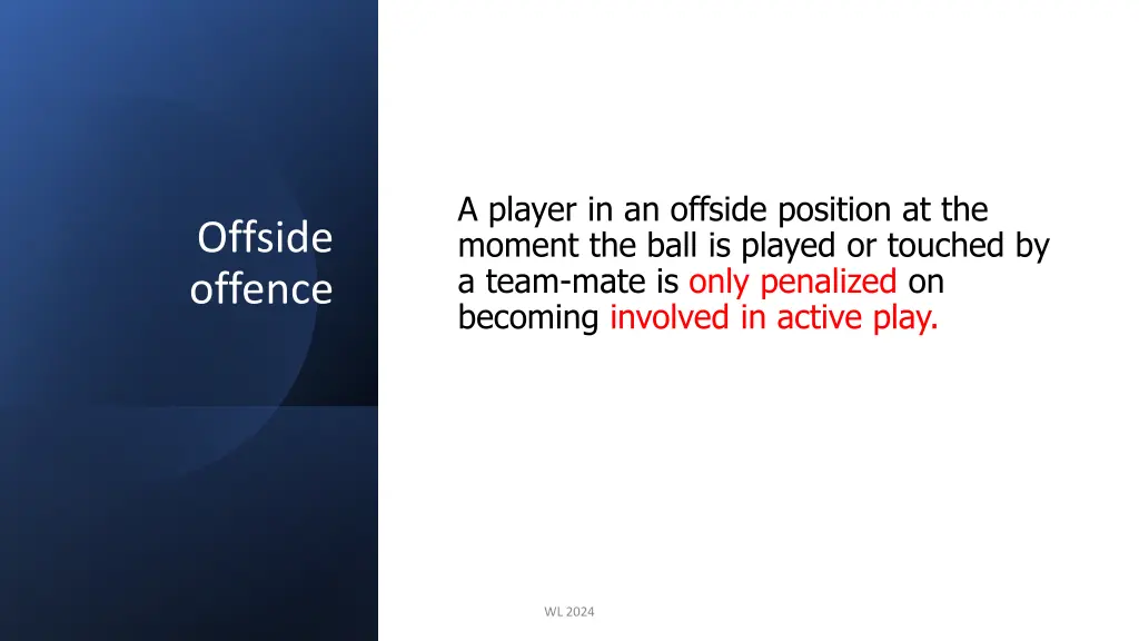 a player in an offside position at the moment