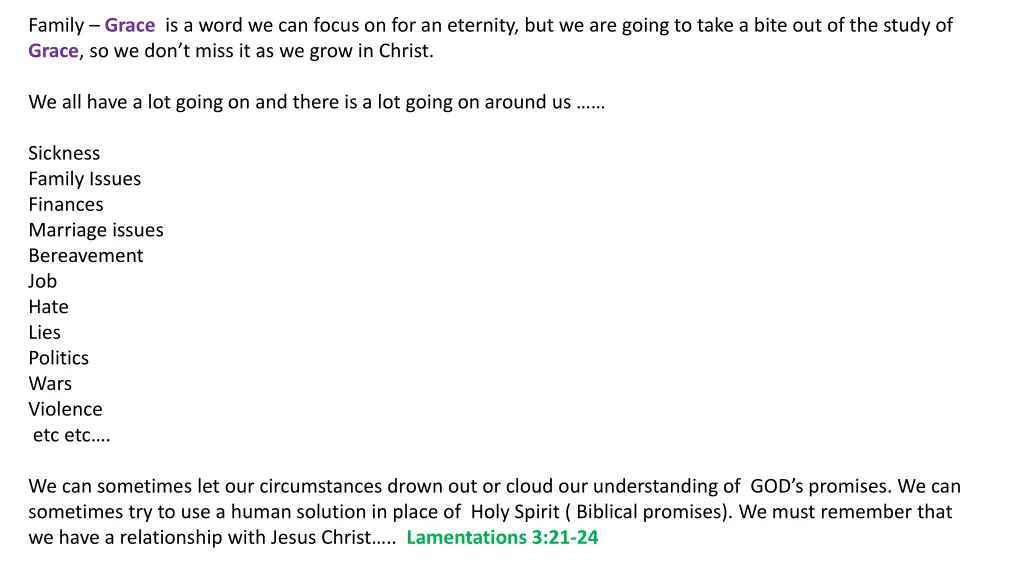 family grace is a word we can focus