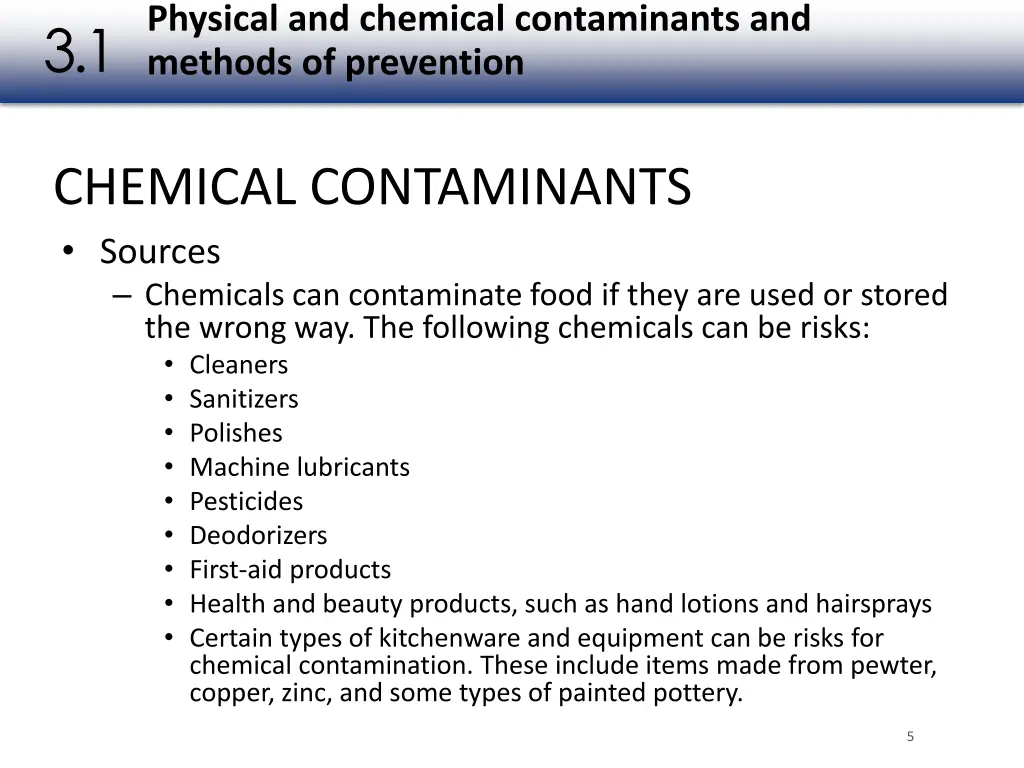 physical and chemical contaminants and methods 1