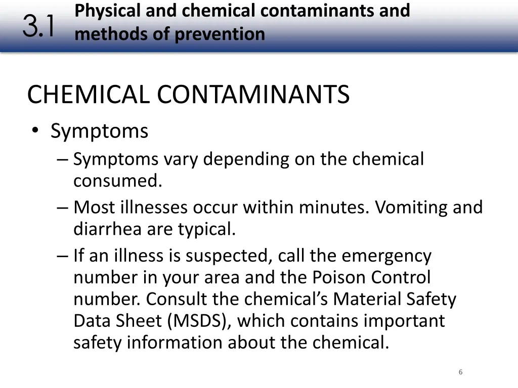 physical and chemical contaminants and methods 2