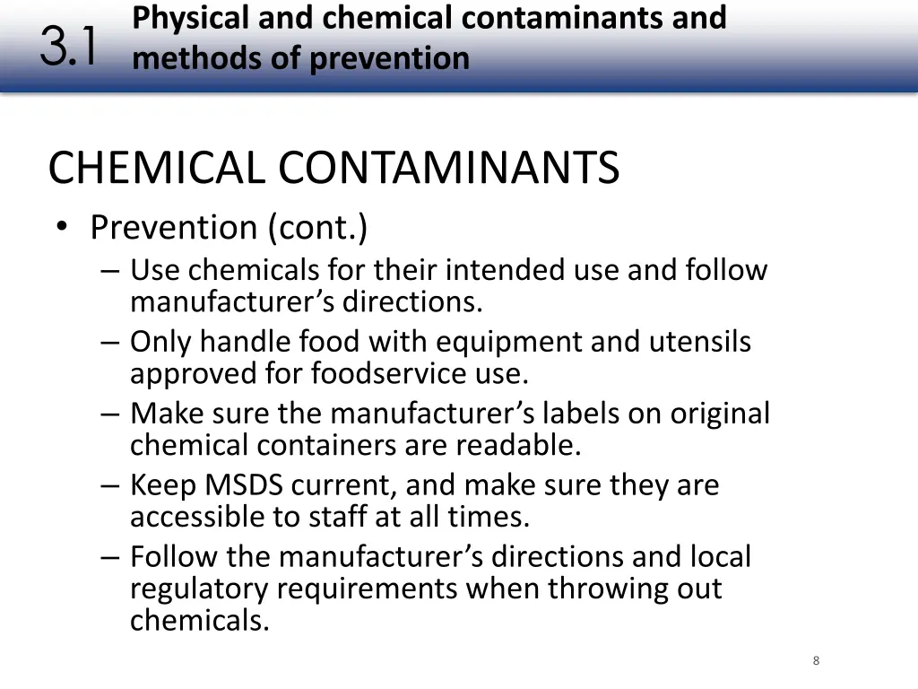 physical and chemical contaminants and methods 4