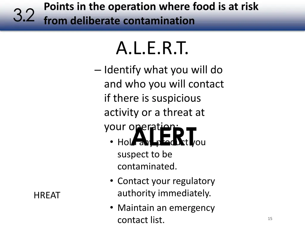 points in the operation where food is at risk 6