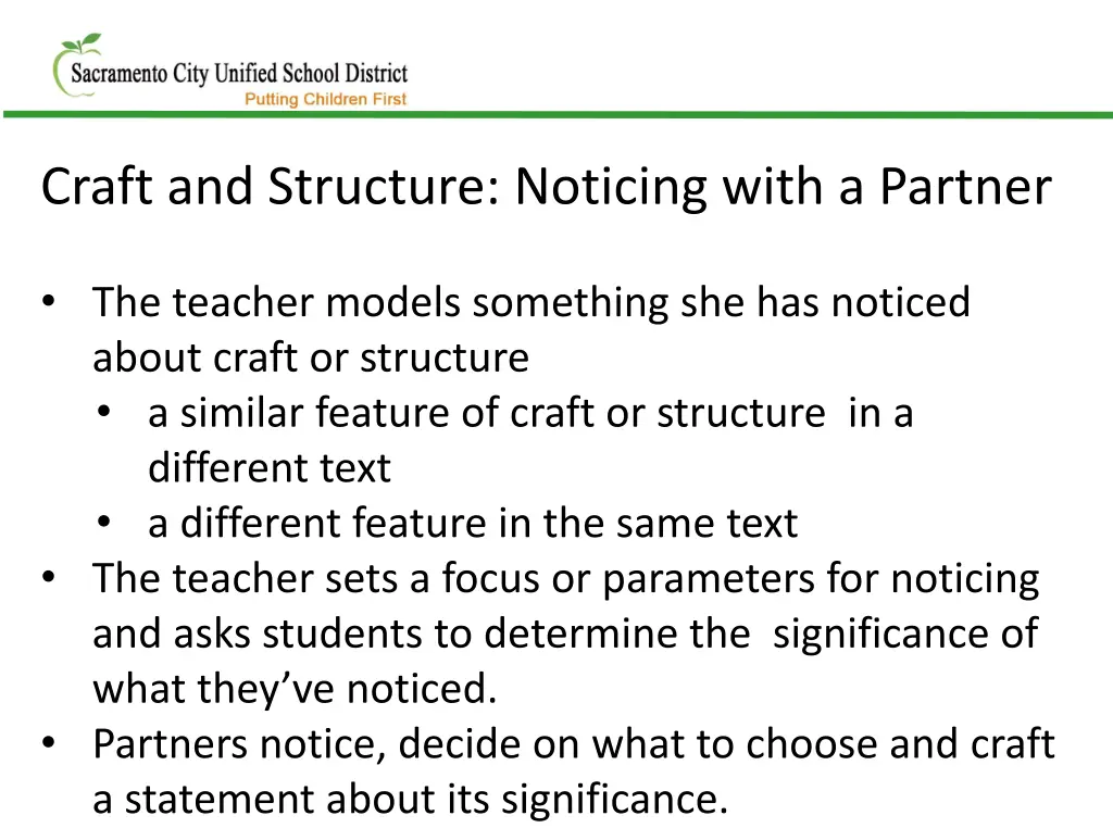 craft and structure noticing with a partner