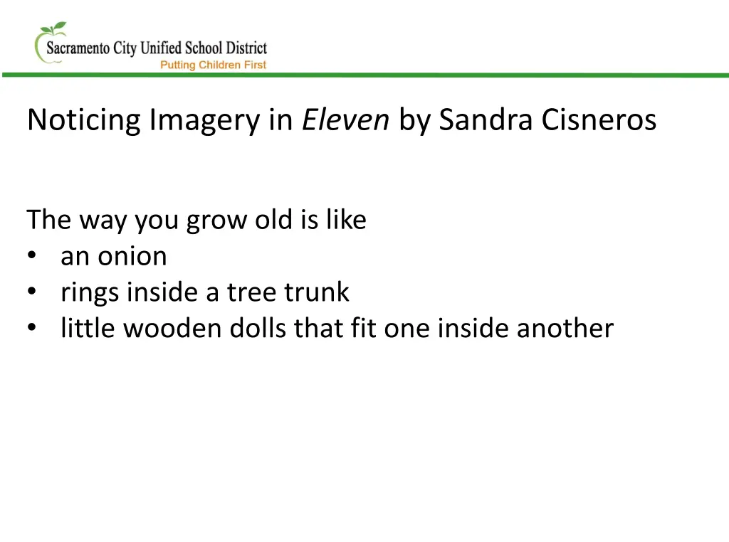 noticing imagery in eleven by sandra cisneros