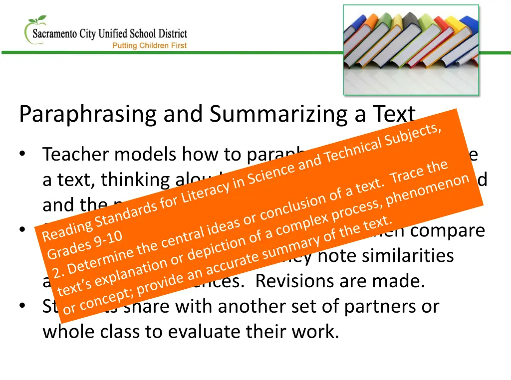 paraphrasing and summarizing a text