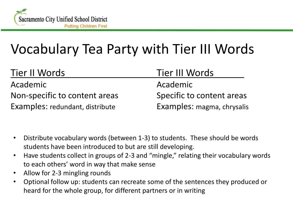 vocabulary tea party with tier iii words