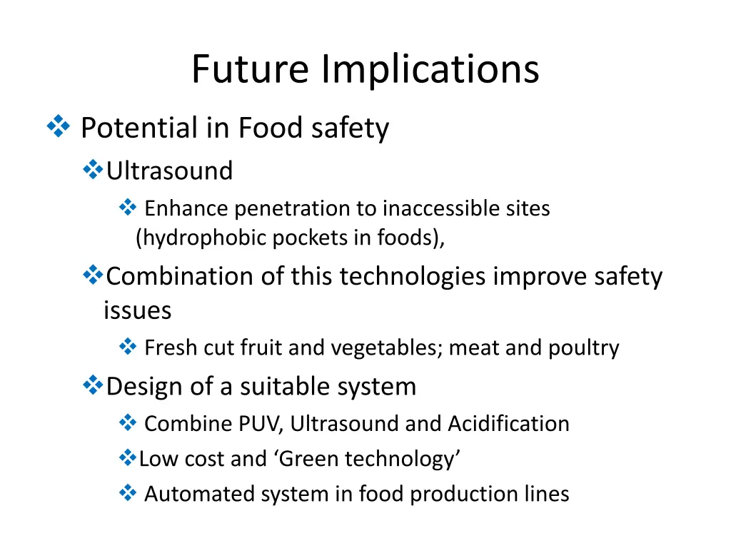 future implications potential in food safety