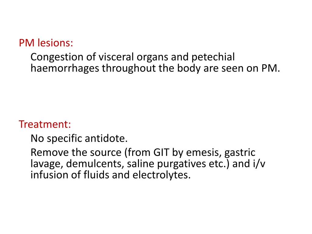 pm lesions congestion of visceral organs