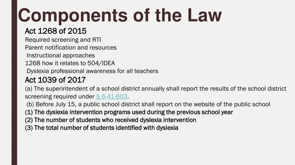 components of the law act 1268 of 2015 act 1268