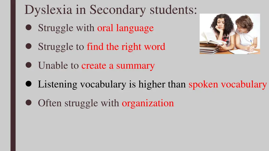 dyslexia in secondary students struggle with oral
