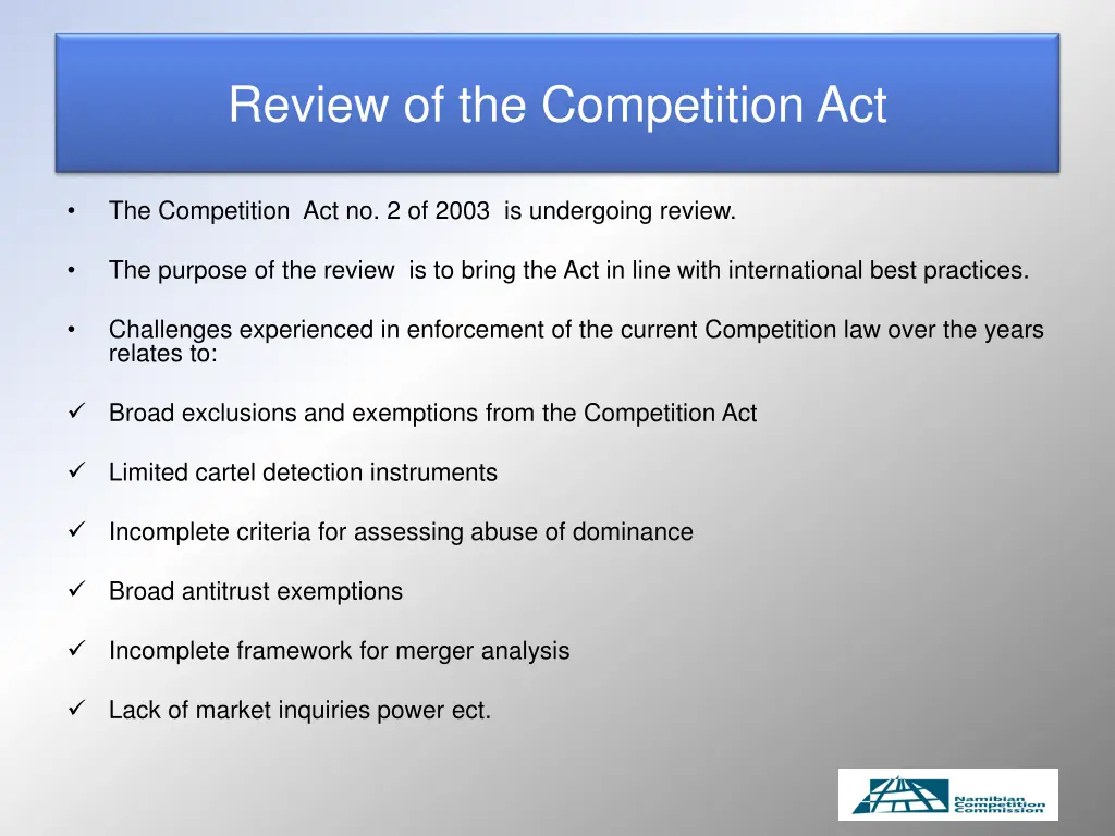 review of the competition act