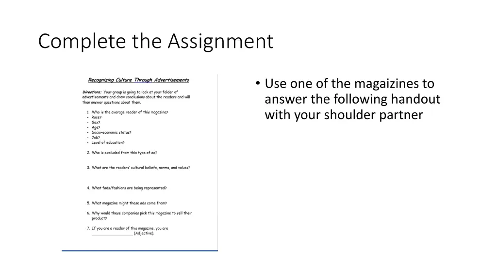 complete the assignment