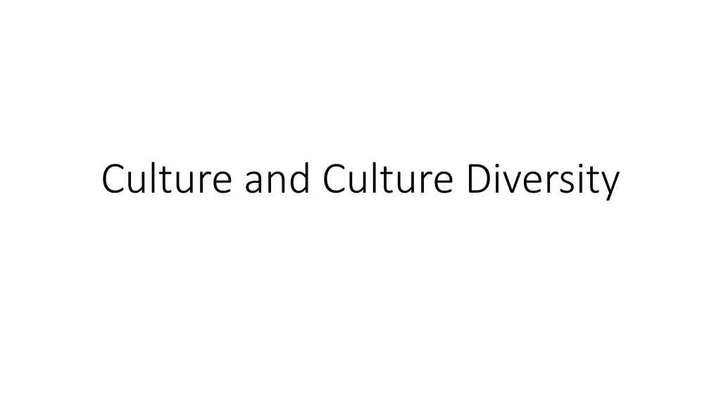 culture and culture diversity