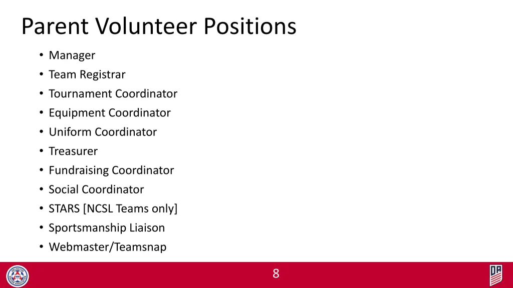 parent volunteer positions