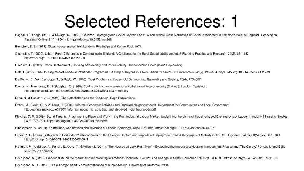 selected references 1