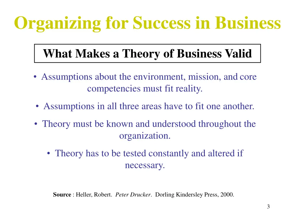 organizing for success in business 1