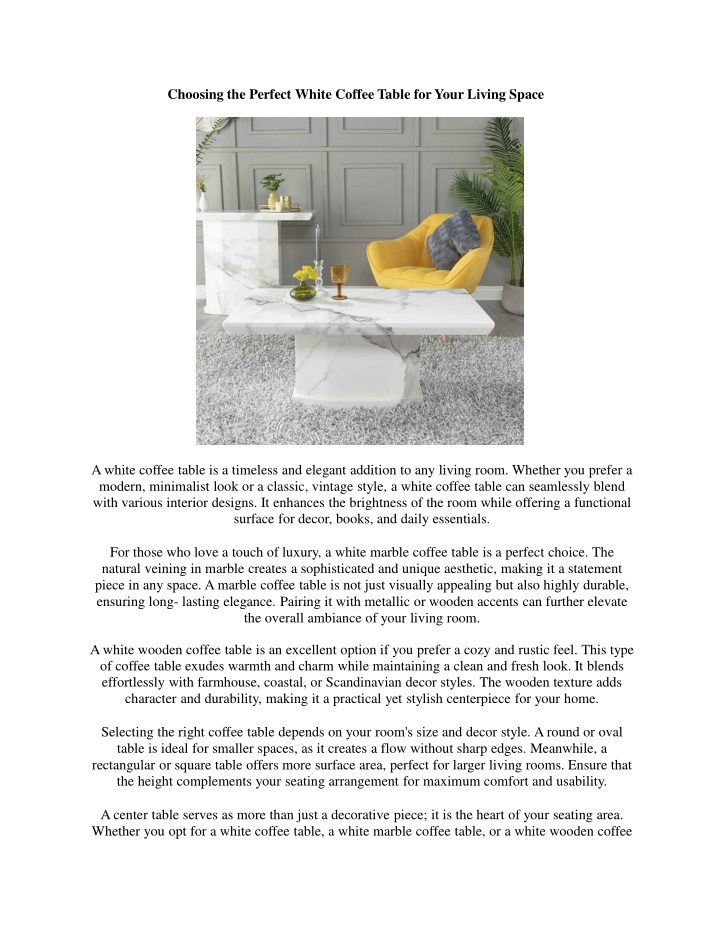 choosing the perfect white coffee table foryour