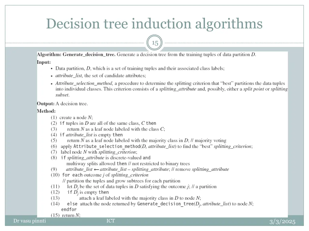 decision tree induction algorithms 1