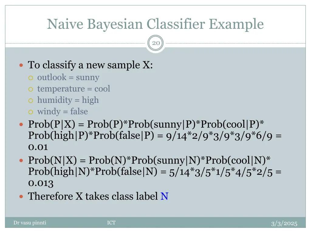 naive bayesian classifier example 3