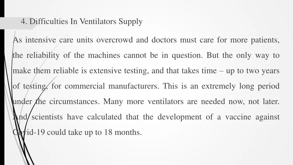 4 difficulties in ventilators supply
