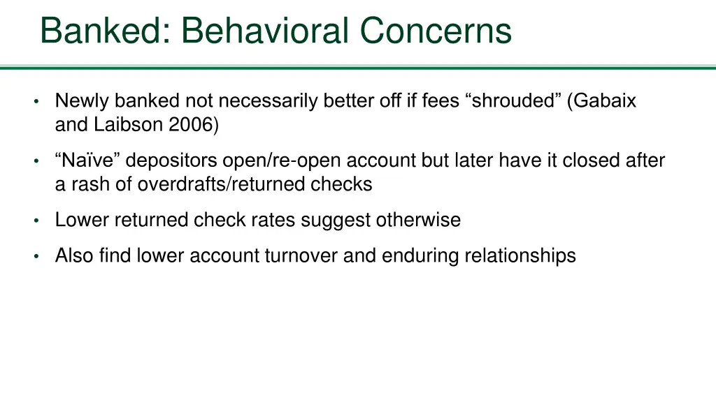 banked behavioral concerns