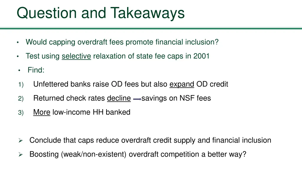 question and takeaways
