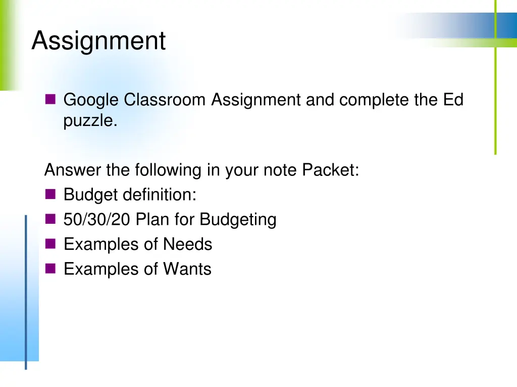 assignment