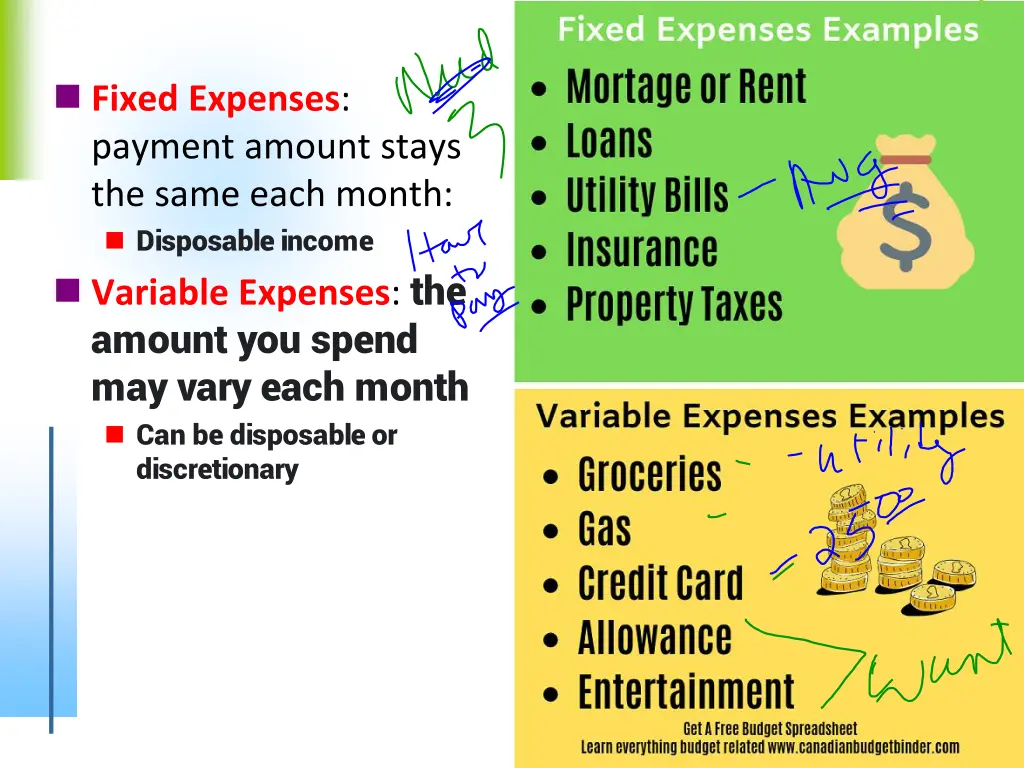 fixed expenses payment amount stays the same each