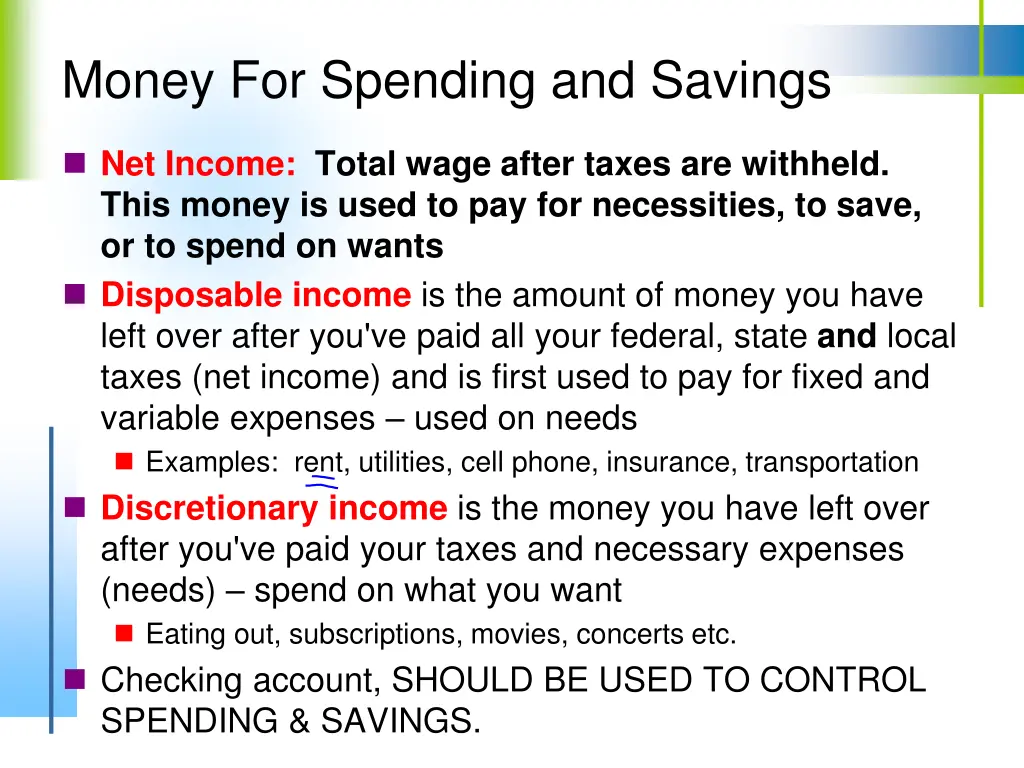 money for spending and savings 1