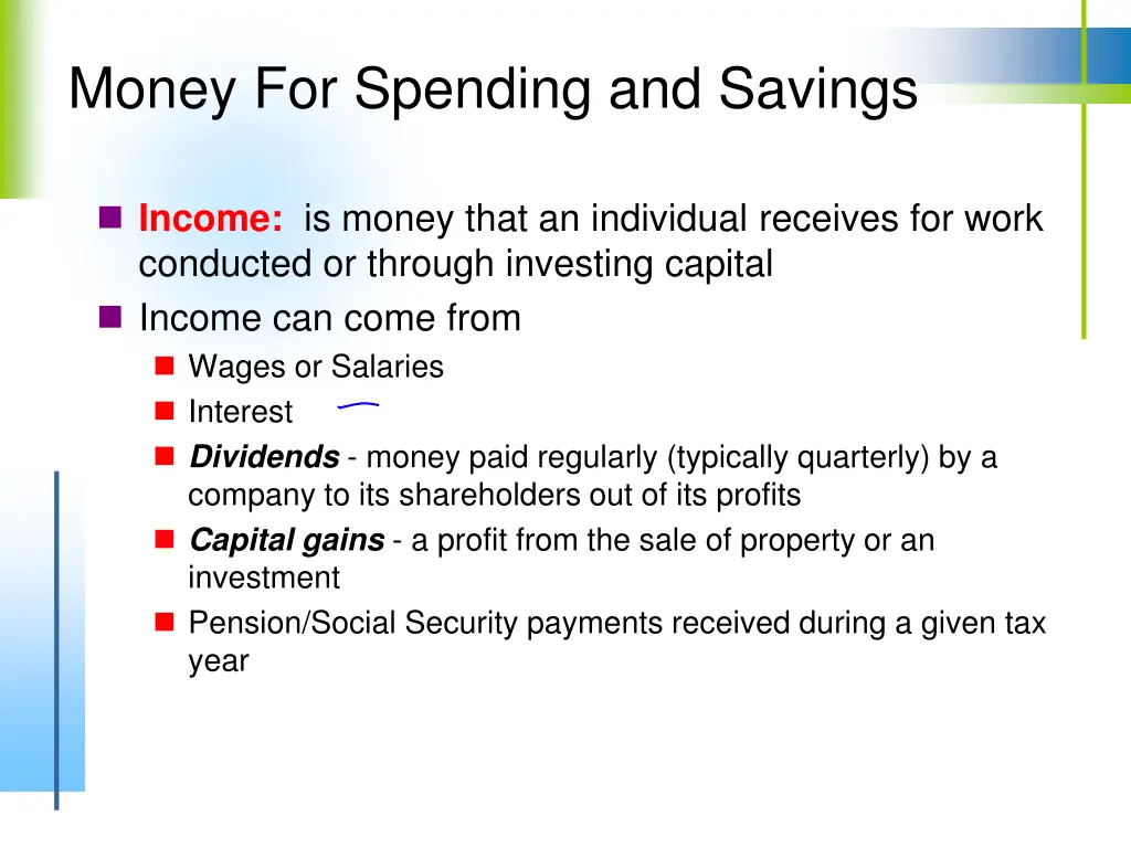 money for spending and savings