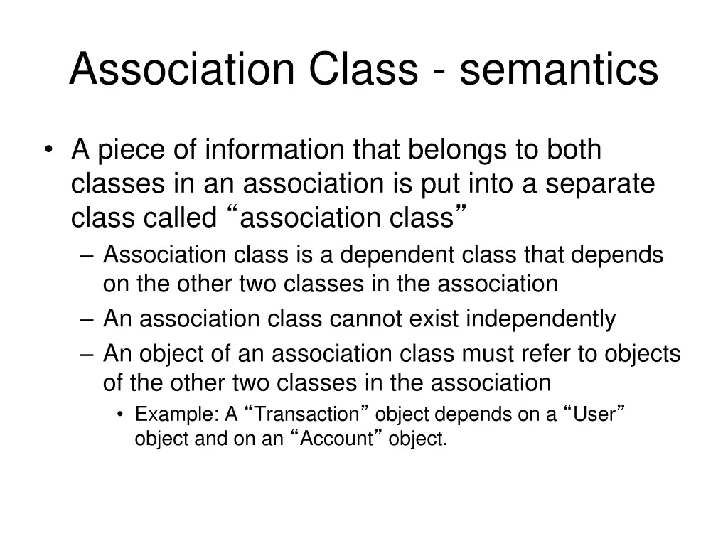 association class semantics